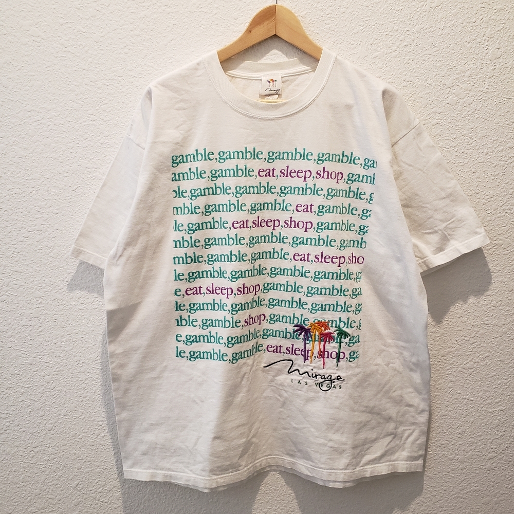 Vintage Las Vegas Eat Sleep Shop Gamble The Mirage T Shirt Men's sz XL Gambling